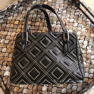 Suarez New York Black contrast stitch demi satchel